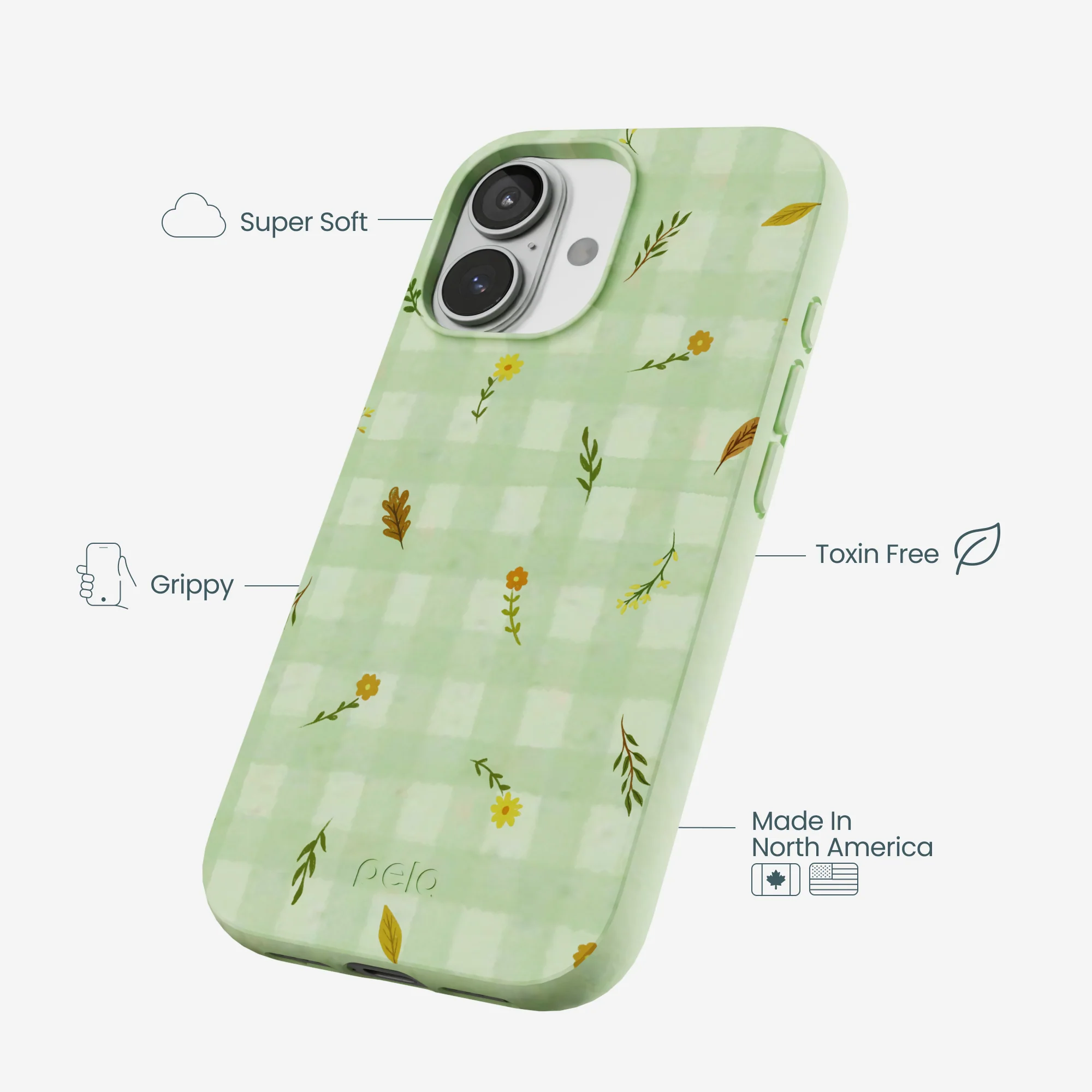 Sage Green Fall Gingham iPhone 17 Case - Image 4