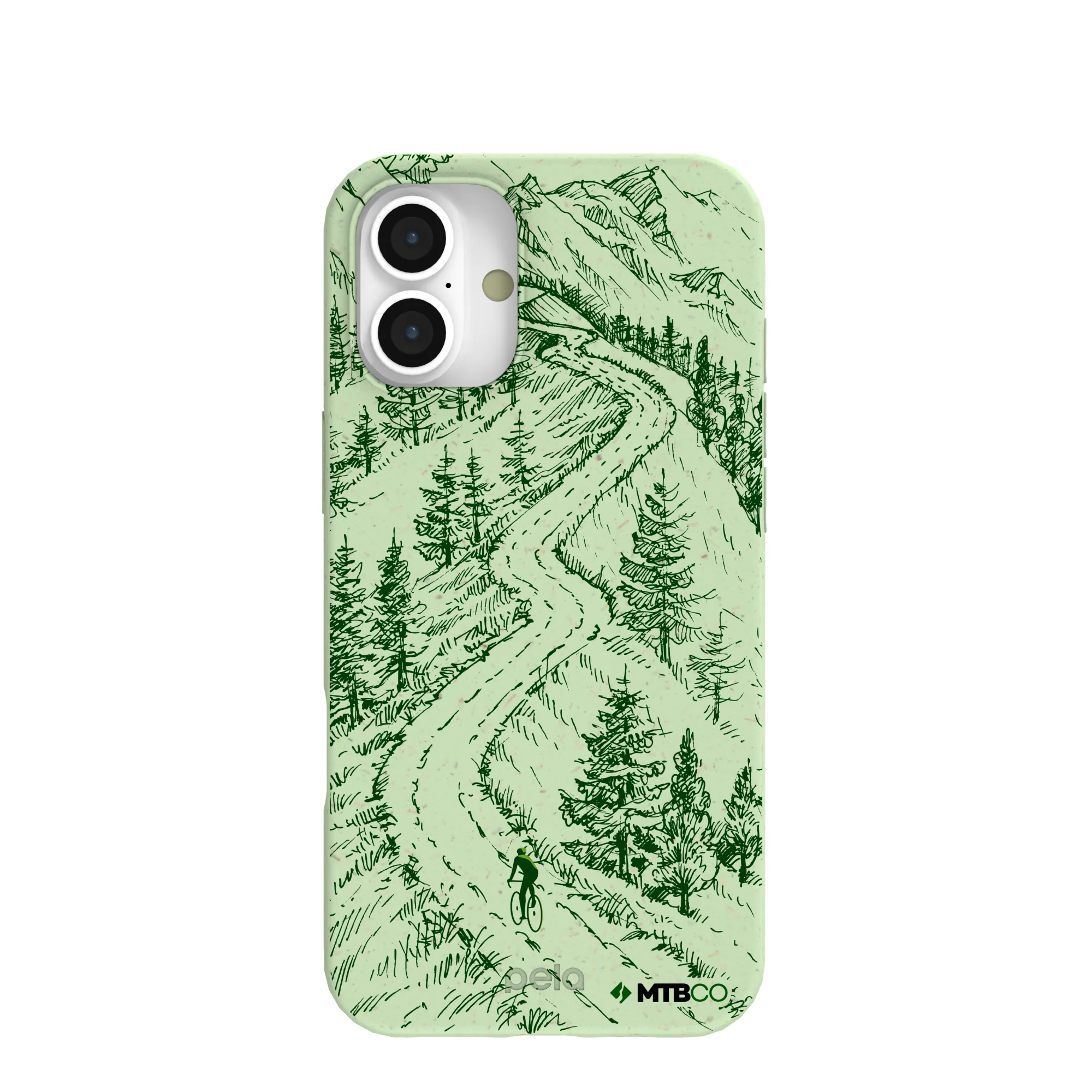 Sage Green Into the Mountains MTBCO iPhone 16 Plus Case
