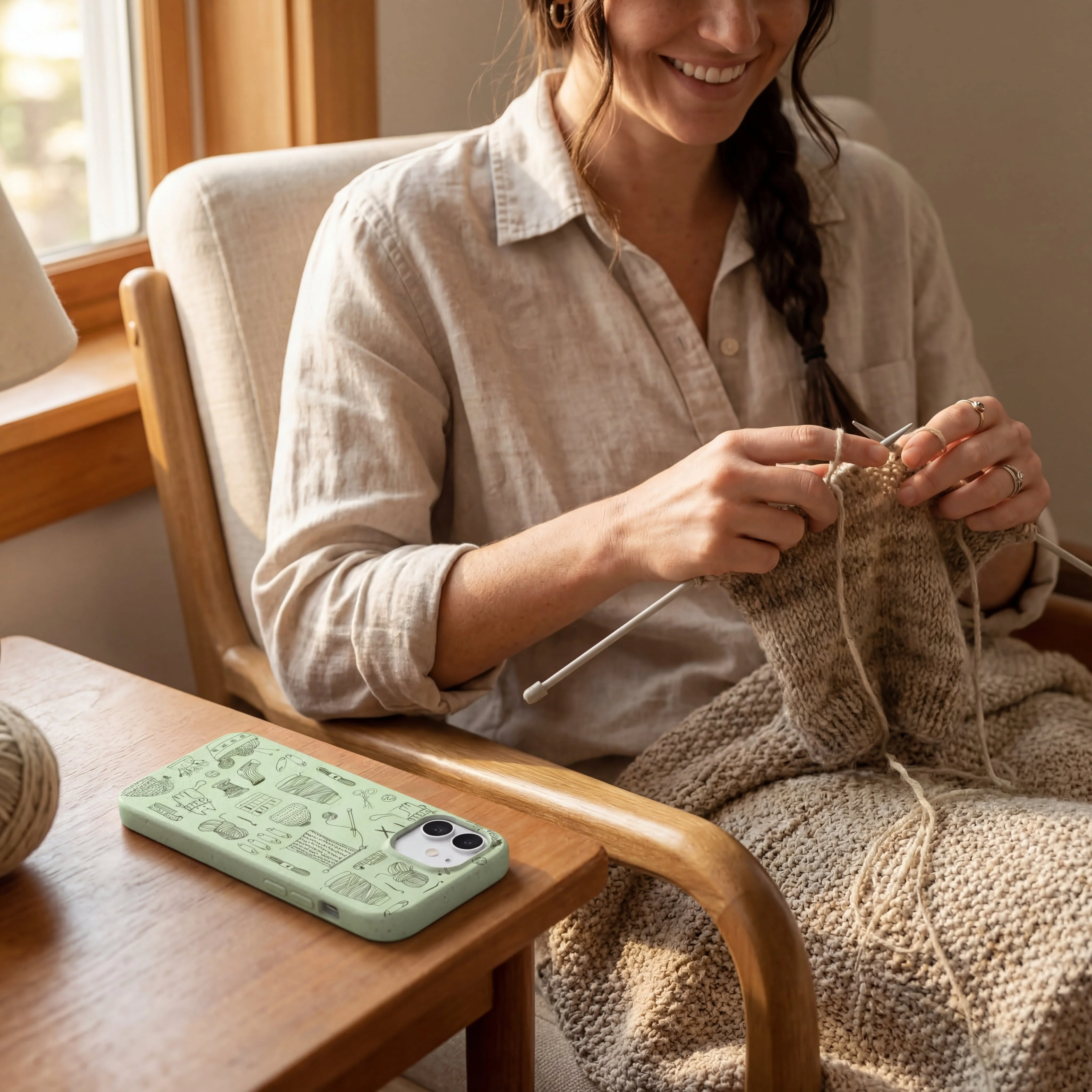 Sage Green Knit Nook iPhone 17 Case - Image 2