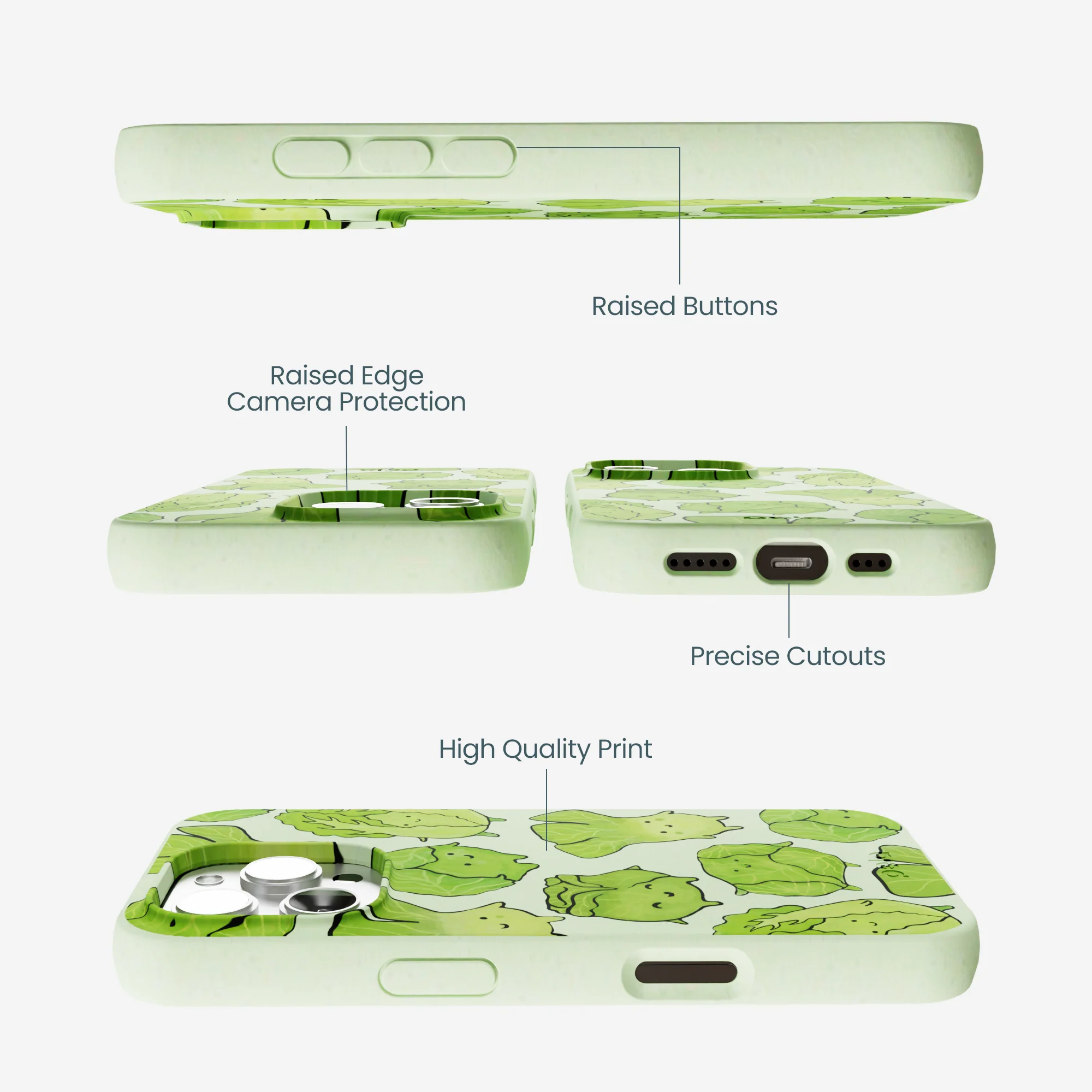 Sage Green Silly Cabbage iPhone 16 Pro Max Case - Image 3