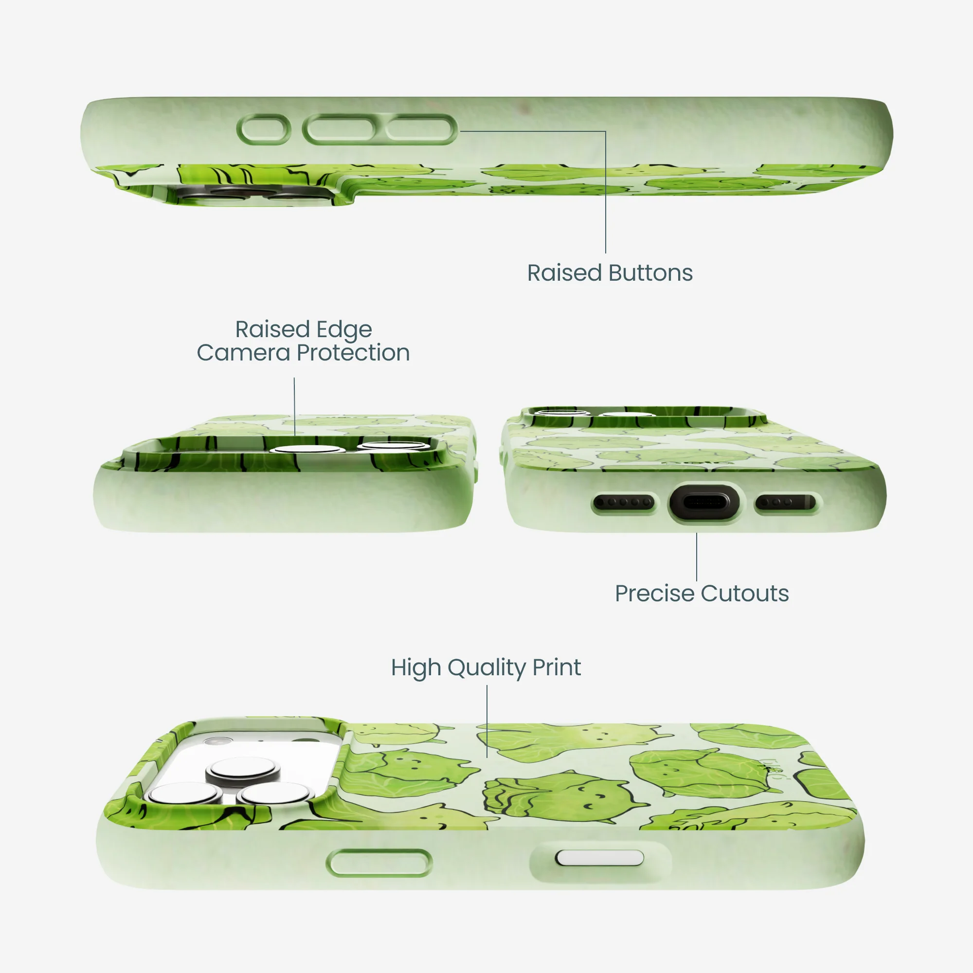 Sage Green Silly Cabbage iPhone 17 Pro Case - Image 2