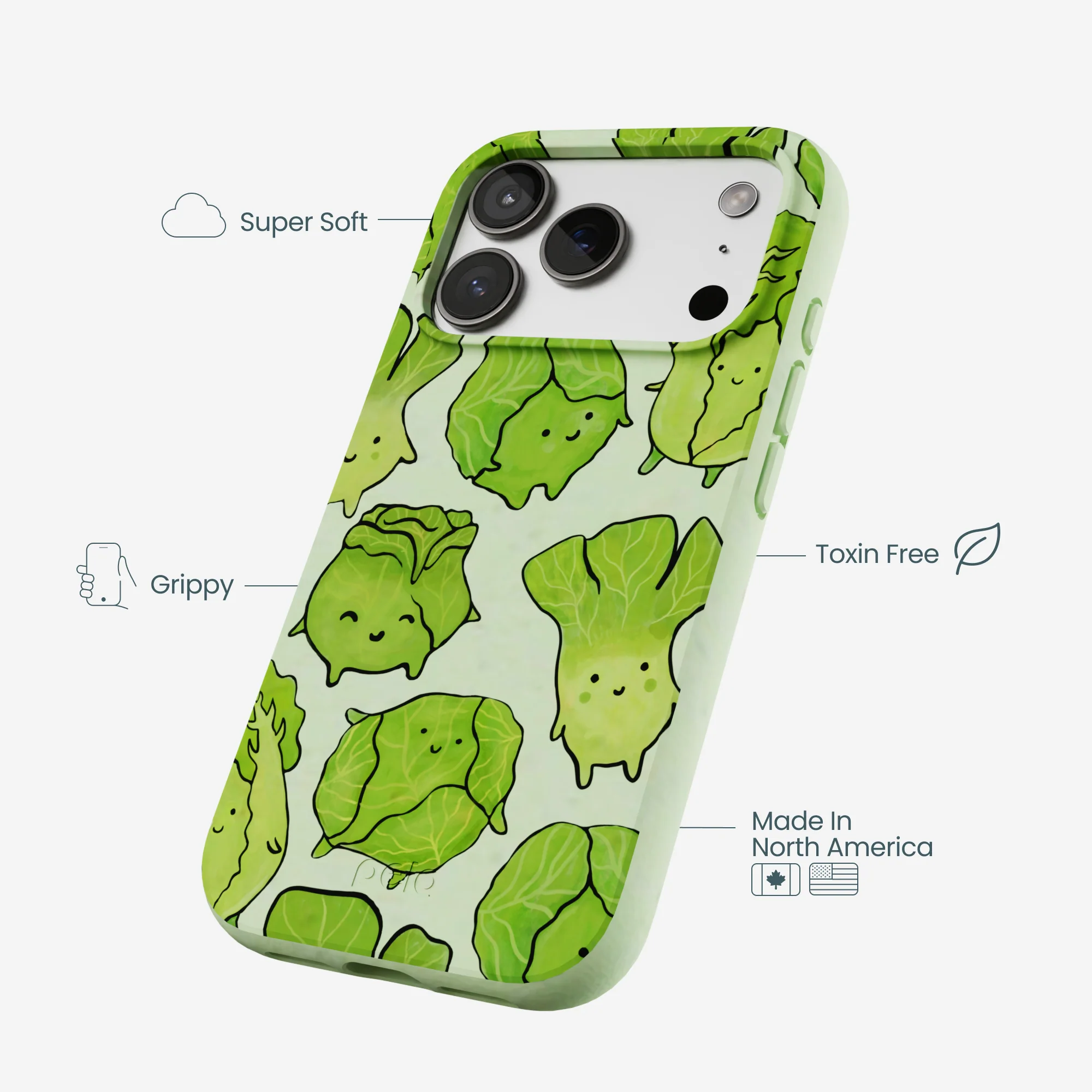 Sage Green Silly Cabbage iPhone 17 Pro Case - Image 3