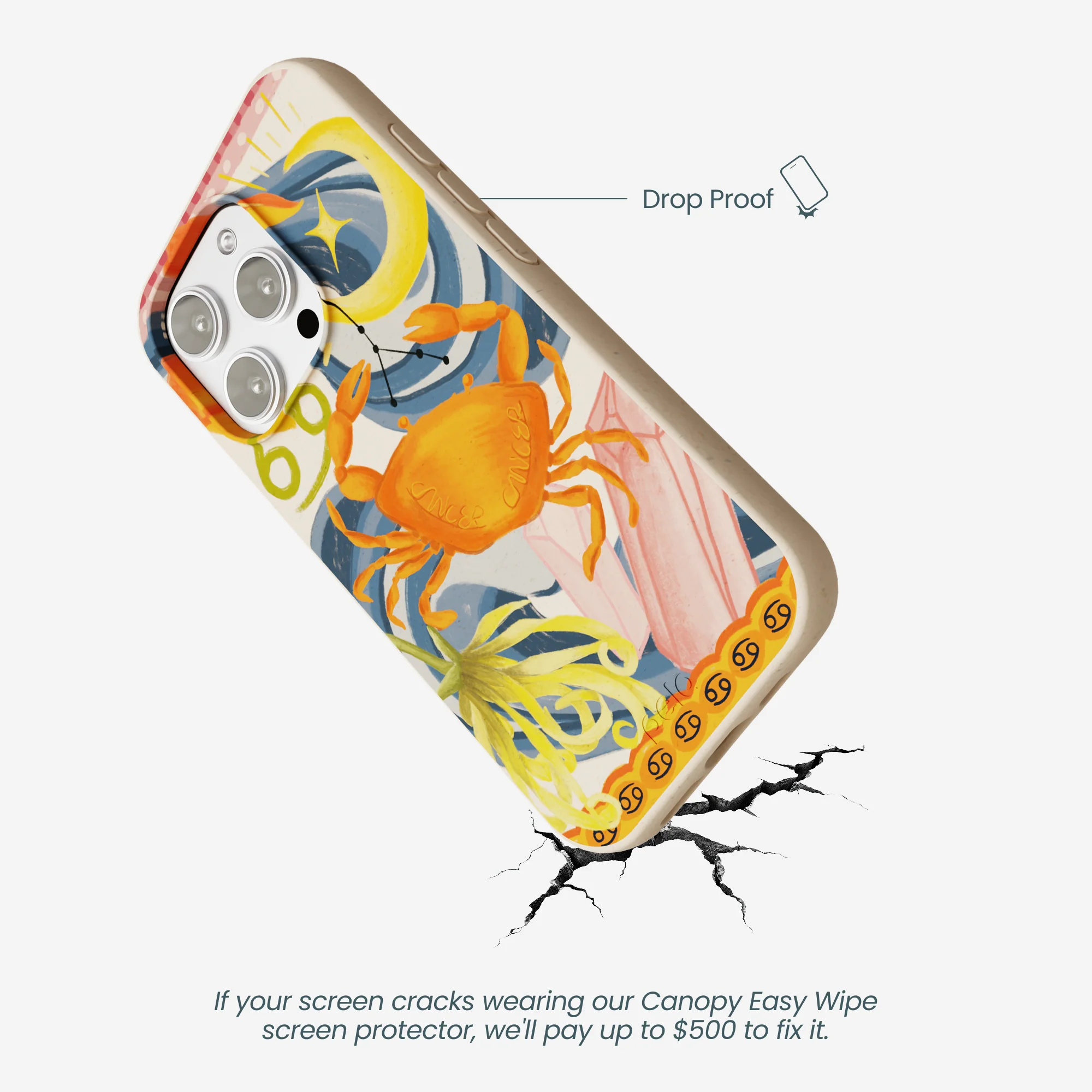 Seashell Cancer Crab iPhone 16 Pro Max Case - Image 5
