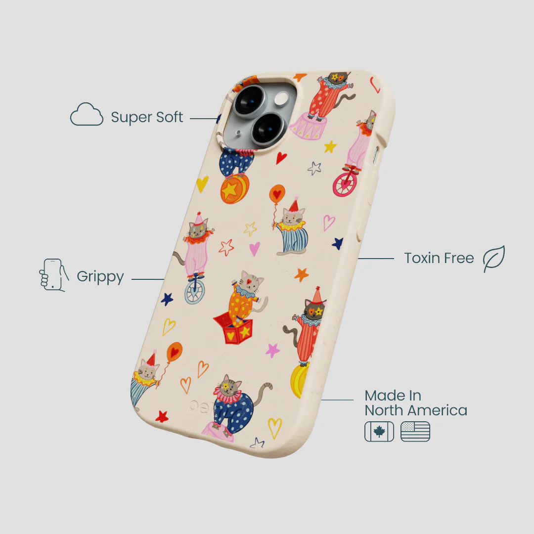 Seashell Cat Clowns iPhone 15 Case - Image 4