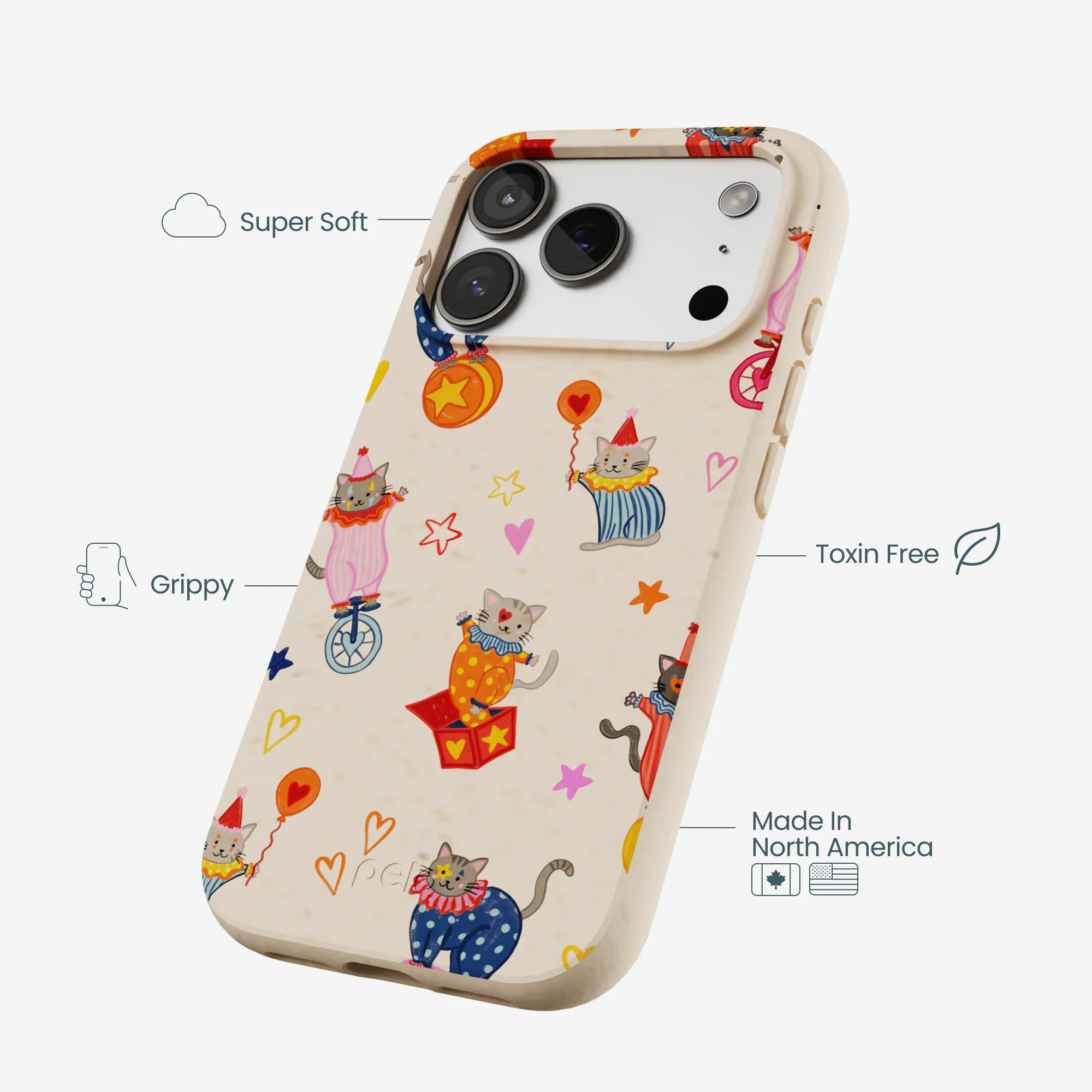 Seashell Cat Clowns iPhone 17 Pro Case - Image 3