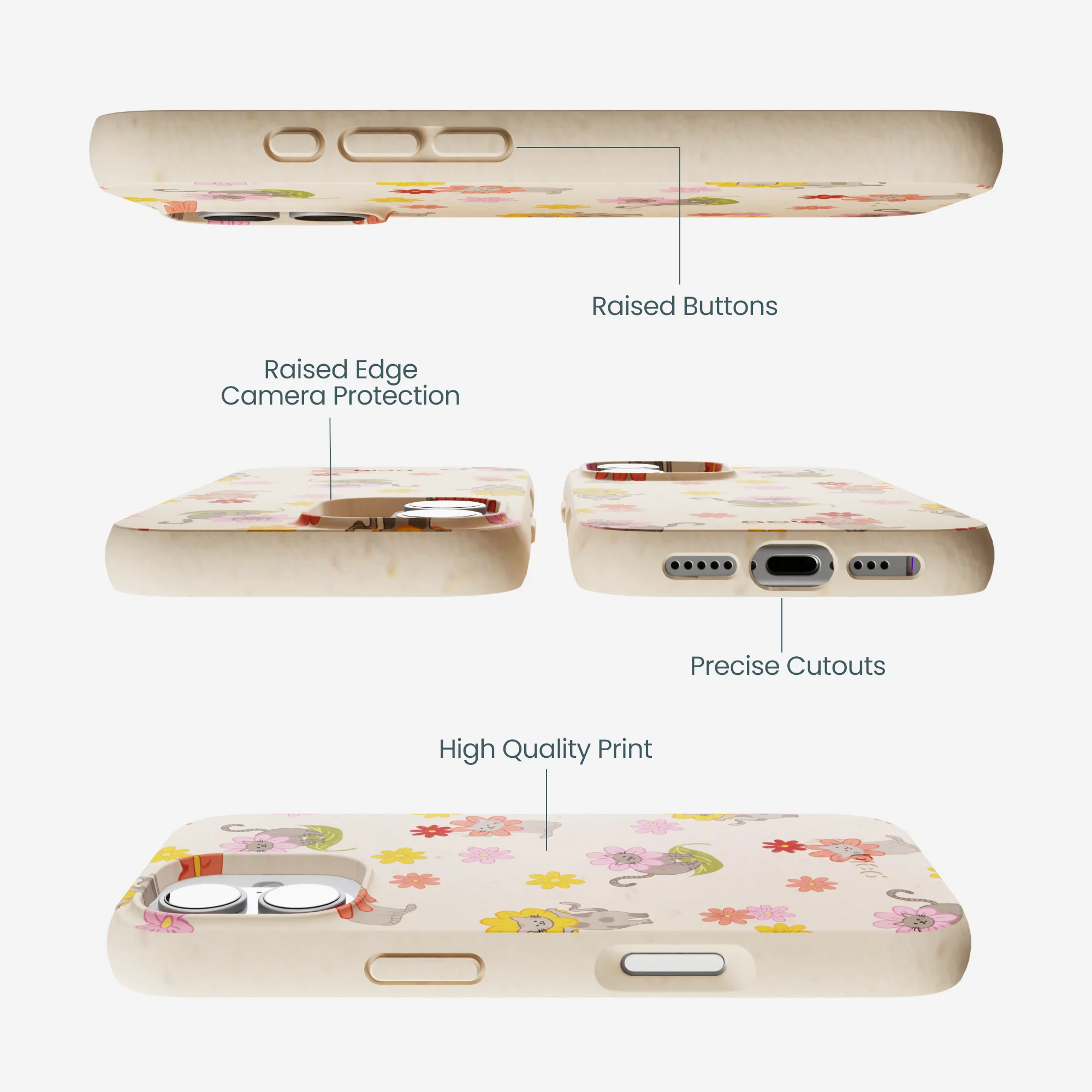 Seashell Flower Cats iPhone 17 Case - Image 3
