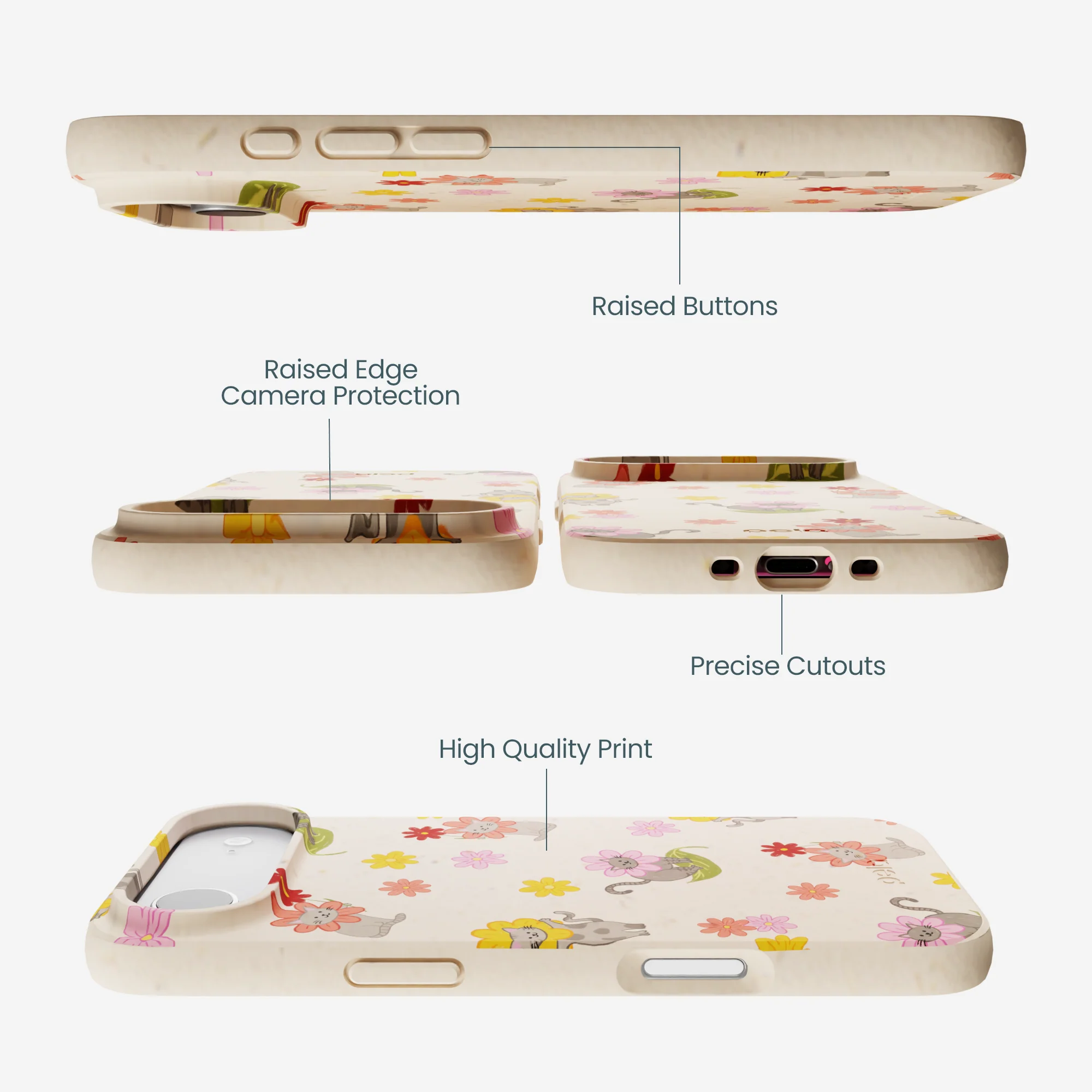 Seashell Flower Cats iPhone Air Case - Image 2