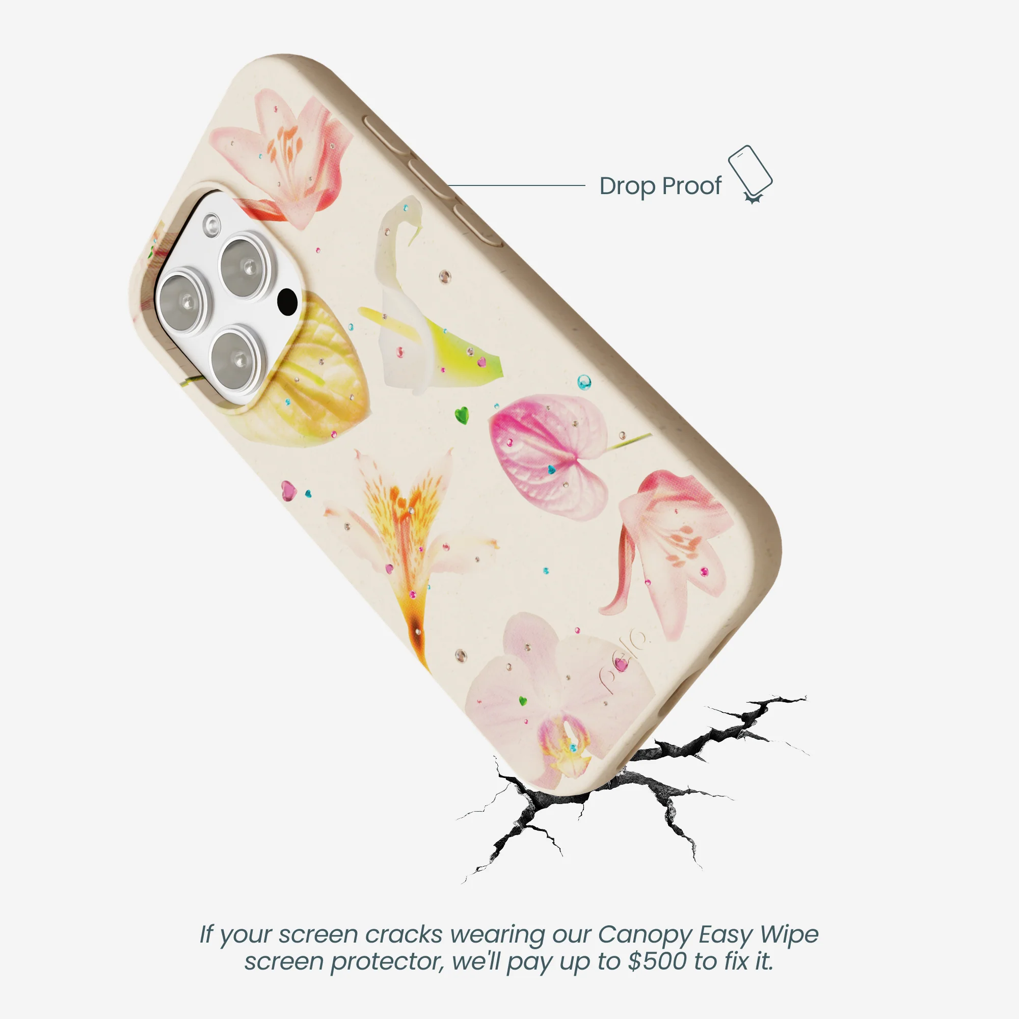 Seashell Rhinestone Bouquet iPhone 16 Pro Max Case - Image 4