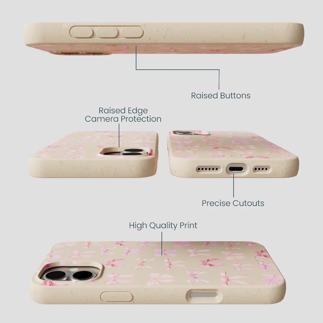 Seashell Rosy Bows iPhone 16 Plus Case - Image 3