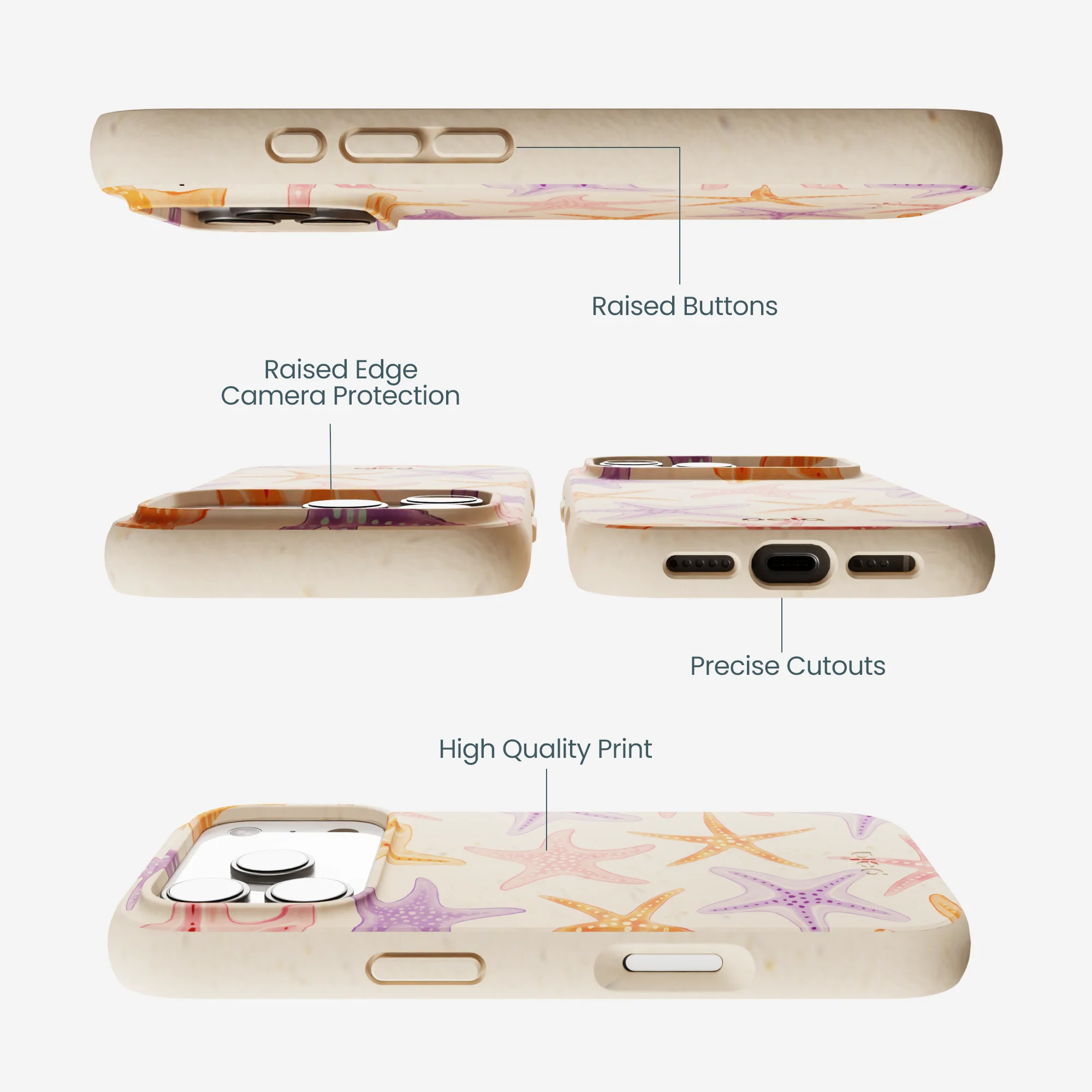 Seashell Starfish Parade iPhone 17 Pro Case - Image 3