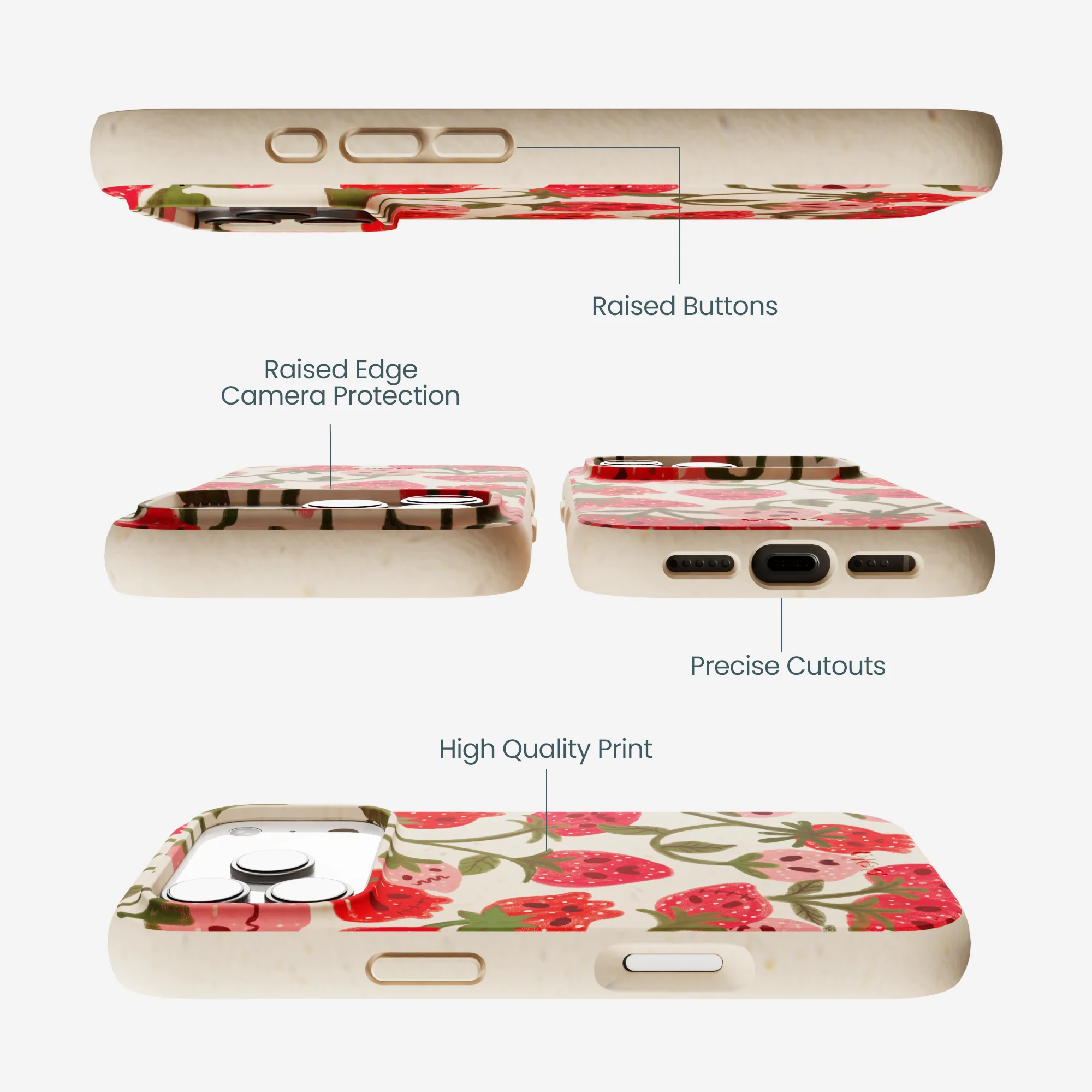 Seashell Strawboories iPhone 17 Pro Case - Image 3