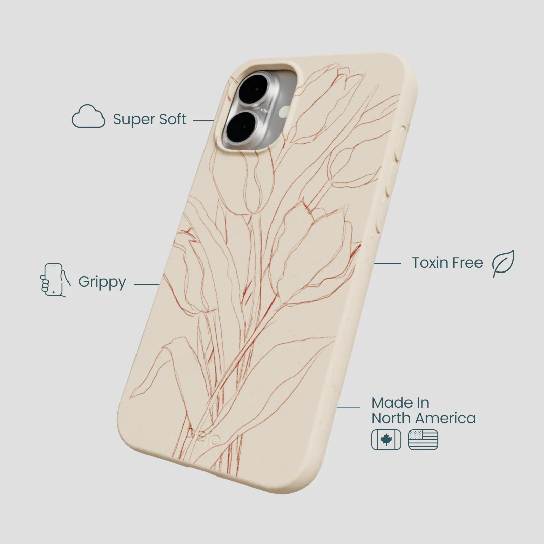 Seashell Tulip Bouquet iPhone 16 Plus Case - Image 3